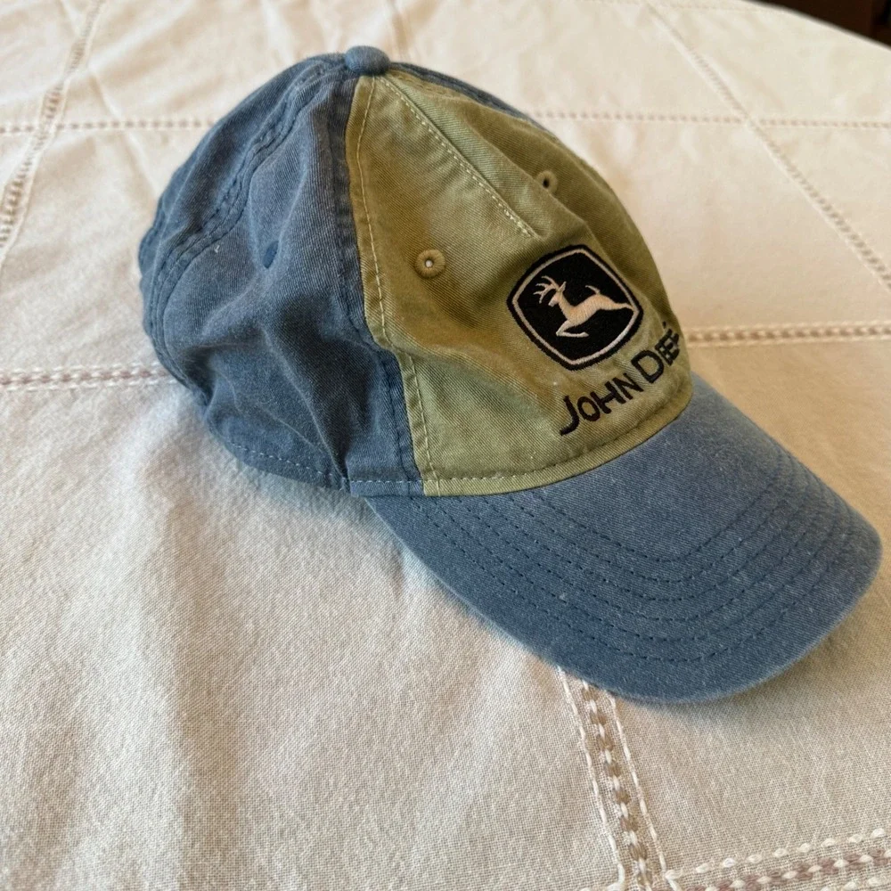 John Deere Baseball Cap Tan Green Embroidered Logo Adjustable Strap‎ One Size